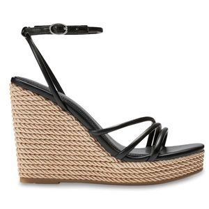 BLACK ZEKI ESPADRILLE WEDGE SANDAL